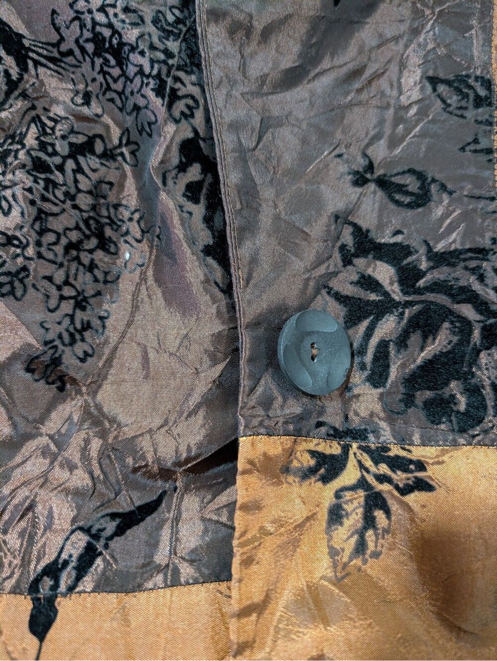 Susan Graver 1X Moody Floral Blazer Copper & Espresso Shimmer Jacket Open-Front - Picture 9 of 9